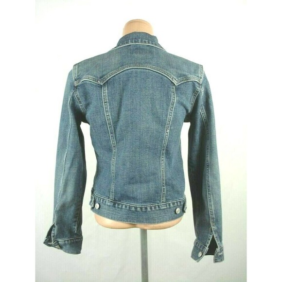 Size S GAP Stretch Denim Trucker Jean Jacket Blue Vintage - Picture 3 of 6